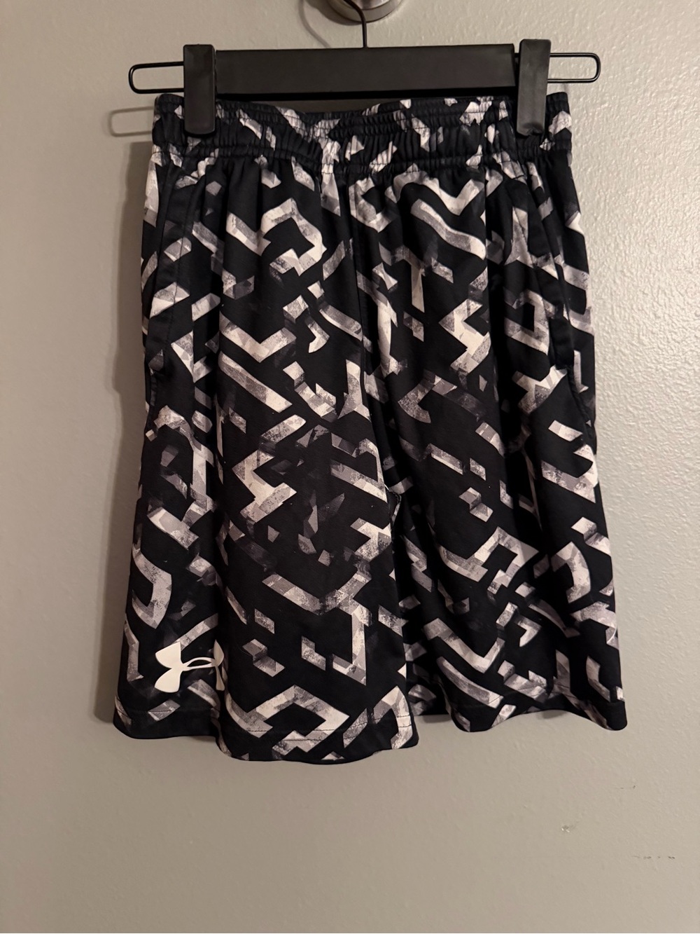 Under Armour Black and White Geometric Athletic Shorts